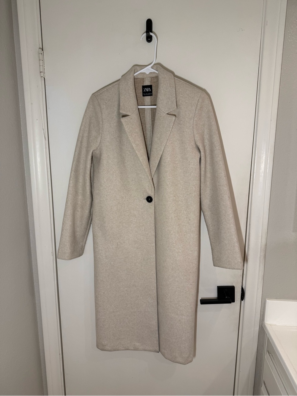 Zara Cream Single-Button Coat